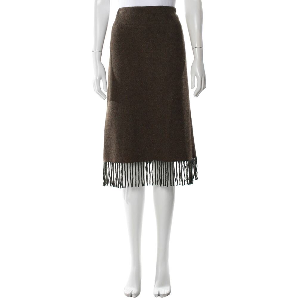 Ralph Lauren Black Label Wool Fringe Midi Skirt Size 6 - Picture 5 of 8